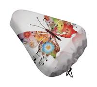 Music Butterfly Waterproof Bike Seat Cushion with Drawstring for Women Men Soft Padded Bicycle Seat Cover for Comfort Wide Road Bike Saddles Universal Fit for Mountain Exercise