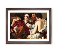 Music By Caravaggio Classic Painting Framed Print | A2 Walnut Framed Wall Art | Ready to Hang | Classic Music Picture | Living Room Bedroom Lounge Office