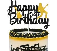 Music Cake Topper - Guitar & Musical Notes Birthday Party Decorations, Non-Edible Durable Cake Decor for Musician Celebration, Band Theme Party Supplies