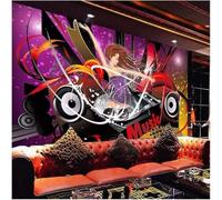 Music Cartoon Woman Private Room Private Room 3D Wallpaper Textured Silk Easy Install Living Room Sofa Bedroom Dining Room Home Decoration Wall-250cm×170cm
