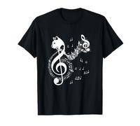 Music & Cats Lover Treble Clef Funny Cat Music Notes T-Shirt