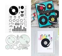 Music CD Clear Stamp and Die Sets for Card Making, 1 Set | Silicone Clear Stamp and Metal Die Cut Sets for Scrapbooking, DIY Handmade Greeting Card Album Embossing Making Tools
