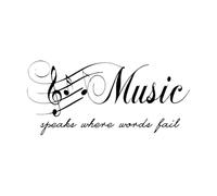 Music Characters Quotes Music Speaks Speech Failure Fine Carving Stickers 28x61.1cm Self Adhesive Black