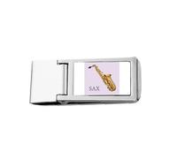 Music Classical Instrument saxoph Slim Money Clip Stainless Holder Pocket Wallet