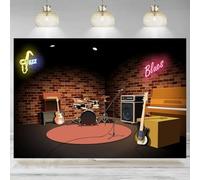 Music Club Backdrop Rock Roll Jazz Blues Stage Photographic Background Bar Music Band Instrument Concert Disco Parties Banner 300x200cm