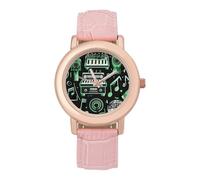 Music Club Dj Icons Women's Wrist Watch Fashion Wristwatches with Pink Strap Gifts for Women Mother Wife Birthday
