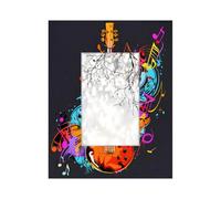 Music Colorful Guitar 4x6 Picture Frame Wooden Photo Frames Display Pictures 3x5 with Mat or 4x6 Without Mat for Wall Mounting Tabletop or Wall Hanging for Gallery Home