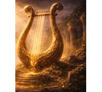 Music Composition Notebook: Golden Lyre Theme: Staff paper notebook for songwriting, musical notation, and creative compositions