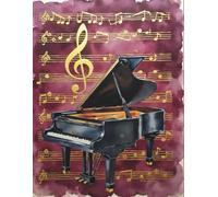 Music Composition Notebook: Maroon Melody Edition - 7-Line Staff Paper for Advanced Pianists & Composers: 200-Page Blank Manuscript Book | 8.5" × 11" ... for Orchestration & Complex Arrangements