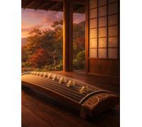 Music Composition Notebook: Sunset Koto Theme: Staff paper notebook for songwriting, musical notation, and creative compositions