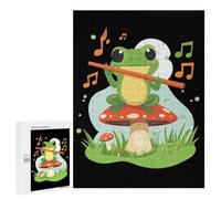 Music Cute Frog Funny Wooden Puzzle with Storage Box Adults Vertical Jigsaw Puzzles Challenge Gift for Family Game