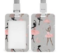 Music Dance Ballet Dancer Fashion ID Badge Holder Sliding Vertical Name Tag Card Protector with Lanyard