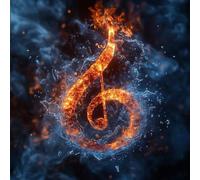 Music DIY Diamond Art Kits Adults, Diamond Painting for Wall Decor, Flame 5D Round Full Drill Crystal Art Kits, Cross Stitch Embroidery Crafts Pictures for Adults Beginners, Gifts, 24x24in N-9658