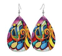 Music Doodle Style Teardrop Earring Luxurious Faux Leather Earrings Durable Pierced Earring For Party Beach Daily Wear