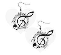 Music Double-Sided Faux Leather Large Dangle Earrings for Women Heart-Shape Lightweight Spring Winter Decorative Earrings for Holiday Concert Party Decor Gifts