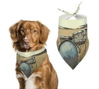 Music Drum in Field Dog Bandanas - Cute Pet Scarf for Dogs Cats Triangle Kerchief Bibs Soft Breathable Pet Bandanas Fashion Accessory for Puppy Small Medium Large Pets