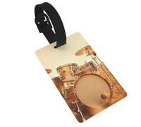 Music Drum in Field Luggage Tag PVC Travel Bag Tag with Strap ID Card Label for Suitcase Backpack Carry On Baggage Identifier
