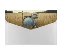 Music Drum in Field Plastic Envelopes Poly Envelopes Folders for Documents with Snap Closure Reusable File Bags for Home Work Office Organization A4 Size