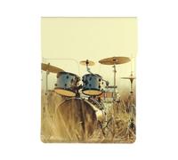 Music Drum in Field Print 13-inch Laptop Sleeve, Slim Shockproof Insertion Design Leather Laptop Case for Office, School, Travel