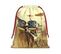Music Drum in Field Print Drawstring Bag wrap, String Pouches, Premium Packaging Bags for Business & Events S