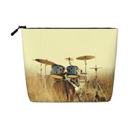 Music Drum in Field Printed Fake Hemp Makeup Bag â€“ Travel Toiletry Organizer, Daily Storage, Business Trip Essential