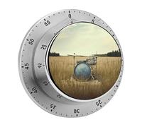 Music Drum in Field Timer,Chef Cooking Timer Clock, Countdown Reminder No Batteries Required- Exquisite Stainless Steel Body for Exercise Outdoors