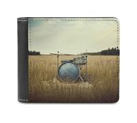 Music Drum in Field Wallet Extra Capacity Slim Bifold Wallet with Multiple Card Slots Men's Leather Wallets Travel Billfold