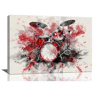 Music Drum Wall Art Pictures Pop Graffiti Wall Decor Canvas Painting Home Modern Artwork Decorations Framed for Bathroom Living Room Bedroom Office 24 x 16 inch