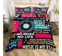Music Duvet Cover Junior/Cot Bed Music Notes Bedding for Kids Teens adult Musical Theme Printed Comforter Quilt Cover Girls Classical Record Decoration 2 Pcs Bed Set with 1 Pillowcases Colorful