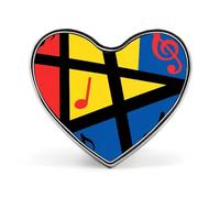 Music Elements Heart Pin, 1 Inch Metal Love Lapel Pins - Lightweight, Smooth Edges, Versatile Badge Brooch for Jackets, Shirts, Bags, Gifts for Friends, Family