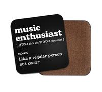 Music Enthusiast Square Coaster - Musician Singer Dictionary Regular But Cooler Definition Funny Joke Hobby Men Women Kitchen Drink #82640