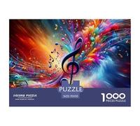 Music Explosion Fun And Challenging 1000 Piece Puzzle for Adults & Kids | Detailed - Musical Note Floral Dream Painting Great Gift Idea Decompression70x50cm/1000pcs