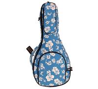 MUSIC FIRST A&F Style Mandolin Gig Bag, Blue and White Plumeria Pattern, Padded, 15mm Thick, Fits Most A Mandolin, Salute ELVIS