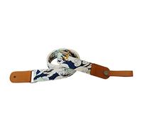 MUSIC FIRST Original Design Vintage Ukiyoe Style"Surf-bored Cat" Soft Muslin & Genuine Leather Ukulele Strap Ukulele Shoulder Strap With a MUSIC FIRST Genuine Leather Strap Locker