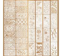 Music & Floral Stencils for Crafts Reusable Texture Painting Stencils for Wood, Canvas, Scrapbooking, Furniture, Card Making - Vintage Layering Templates with Leaves and Branches (Flower+Music)