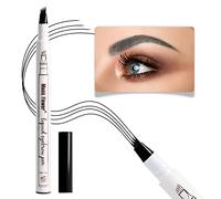 Music Flower Eyebrow Pencil, Black Brow Pencil, Waterproof Brow Pen with 4 Micro-Fork Tip, Smudgeproof Fine Sketch Long Lasting Pen