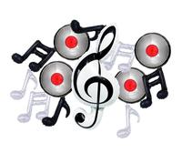 Music Foil Balloon Set: 1 Large 44.56in Note + 4 Record Balloons + 6 Black - White Notes for Music Festival Decorations