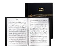 Music Folder A4 60 Compartments / 120 Pages, Music Sheet Choir Folder, Black, Waterproof Plastic, Portable Music Folder, Music Folder, Vocal Folder, for Sheet Music, Piano, Guitar, Violin (31 x 23 cm)
