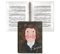 Music Folder, Heavy Duty Music Folder with Thick Pages, Flexible Sheet Music Organizer for Easy Page Turning Spiral Folder for A4 Manuscript Storage (Chopin)