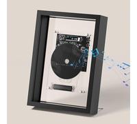 Music Frame Cd Player, Wall Mountable CD Player with Remote Control, 5.0 Bluetooth/3.5mm AUX Output, Without Speakers, Vintage Music Photo Frame for Home/Corridor/Office/Wall Decor black