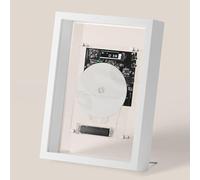 Music Frame CD Player, Wall Mountable Music Decorative Photo Frame, With Remote Control/5.0 Bluetooth/3.5mm AUX Output, Without Speakers, for Home Corridor Office Wall Decor (White)