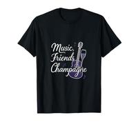 Music Friends Champagne Celebration Wine Guitar Art T-Shirt