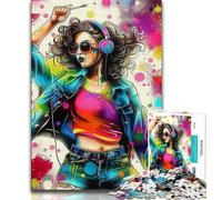 Music Girl Adult Jigsaw Puzzles 1000 Pieces,Stress Reliever Difficult Challenge Deal As Gifts for The Whole Family (38x26cm)