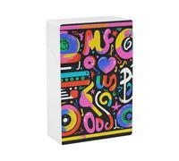 Music Graffiti Style Cigarette Case - Waterproof & Crush Proof Cigarette Holder Case for 20 King Size Cigarettes, Portable Pocket Size Travel Box for Men & Women