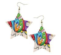 Music Graffiti Style Women's Fashion Earrings, Celestial Dangle Earrings, Star Shape Jewelry for a Versatile