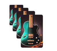 Music Green Guitar Car Air Freshener Cards for Women Men 4 Pack Cute Car Accessories Long Lasting Scent Car Diffuser Hanging Auto Aromatherapy Tablets Car Fresheners Gifts