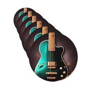 Music Green Guitar Car Air Fresheners 6 Pcs Funny Hanging Car Air Fresheners Cute Long Lasting Scented Mirror Hanging Decoration Ornaments Gift Auto Interior Decor For Men Women Round Shape