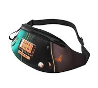 Music Green Guitar Fanny Pack for Men Women, Waterproof Sports Waist Bag Fashion Belt Bag Crossbody Bags Hip Bum Bag with Adjustable Strap Large Sling Bag Purse for Travel Hiking