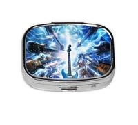 Music Guitar Mini Pill Box Metal Travel Medicine Organizer with 2 Compartments Pocket-Sized Pill Container