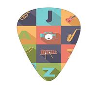 Music Guitar Picks Picks 12 Pack with Thin Box,Colorful All JazzSet on Flat Design Funky Music Symbols Graphic Design,Special Guitar Plectrums Gift Set for Guitarist